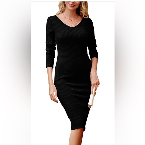 PRETTYGARDEN new with tags  Cream Midi Pullover Sweater Dress Long Sleeve - Picture 1 of 11